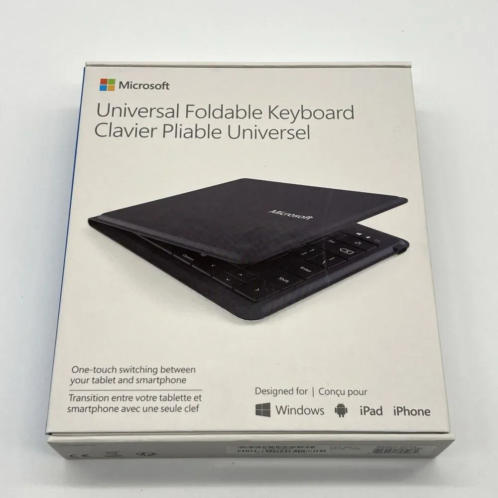 Microsoft Universal Foldable Keyboard Black Bluetooth Spill-Resistant Portable